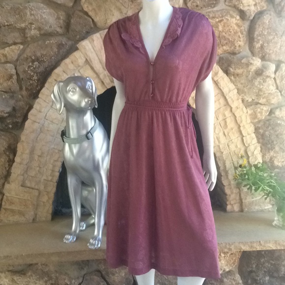 Vintage Dresses & Skirts - Vintage My Colours Dress Rose Print Ruched Sleeves